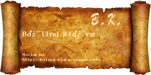 Bálind Klára névjegykártya